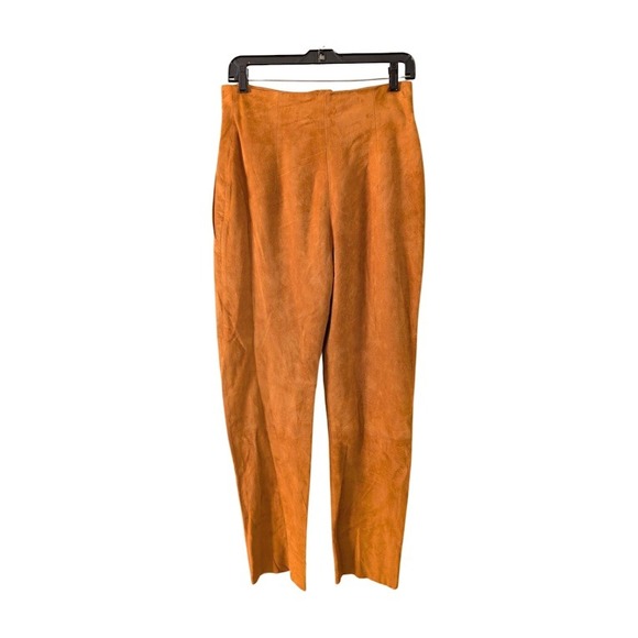 Alberta Ferretti Suede High Waisted Pleated Trousers Pants Burnt Umber Size 4 US - Picture 9 of 14